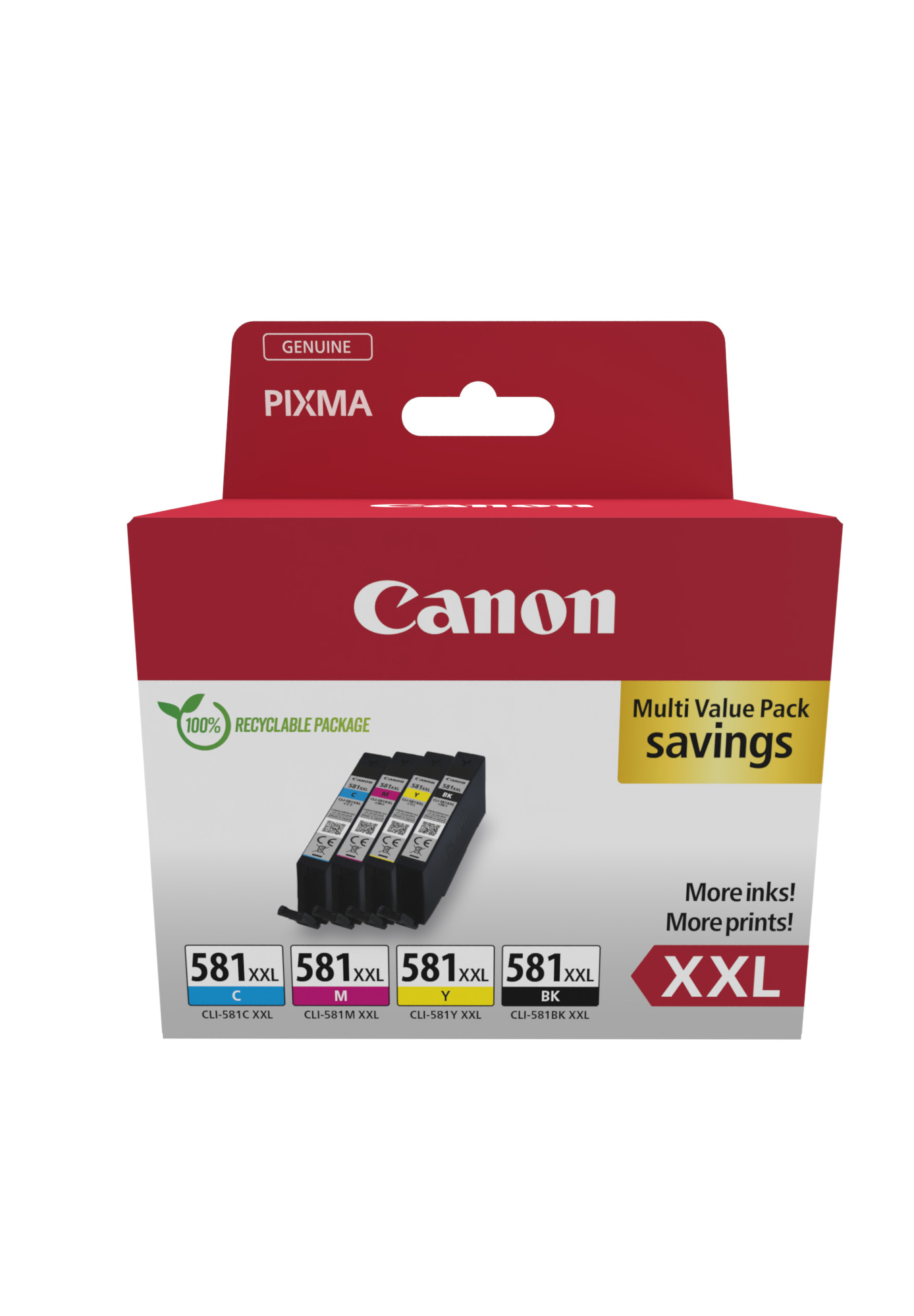 1998C007AA Pachet 4 cartuse Canon BK+C+M+Y cap. extra CLI-581XXL NEW PACK