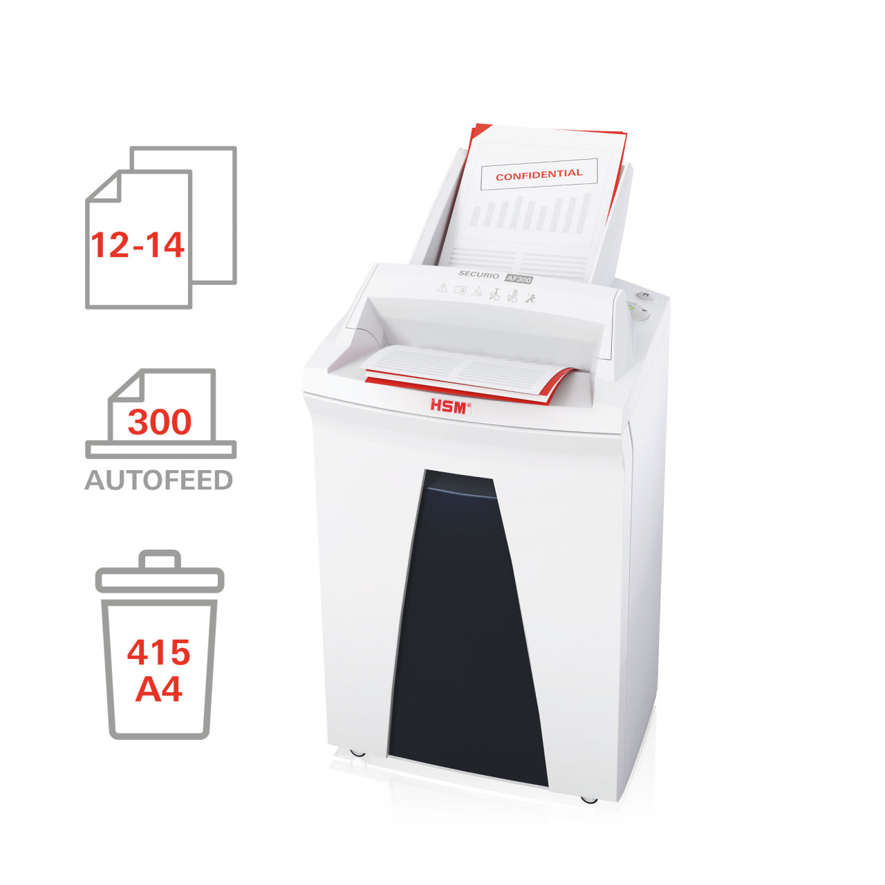 C630288994 DOCUMENT SHREDDER HSM SECURIO AF300 4,5X30 220-240V/50HZ EU - imagine 4