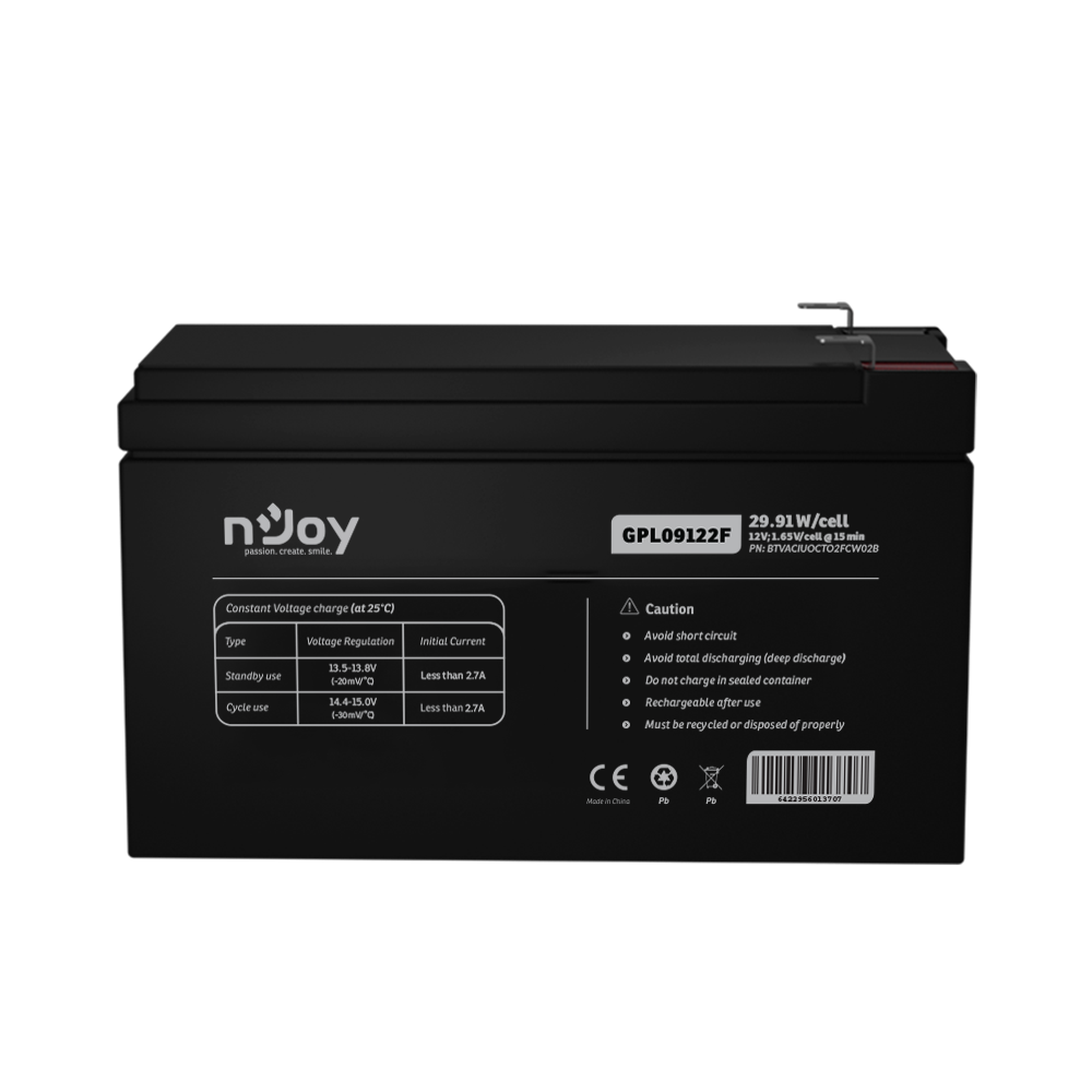 Acumulator nJoy GPL09122F 12V 30.55W/cell, Capacitate 30.55W/cell evaluat la 1,65V/cell@15 - imagine 4