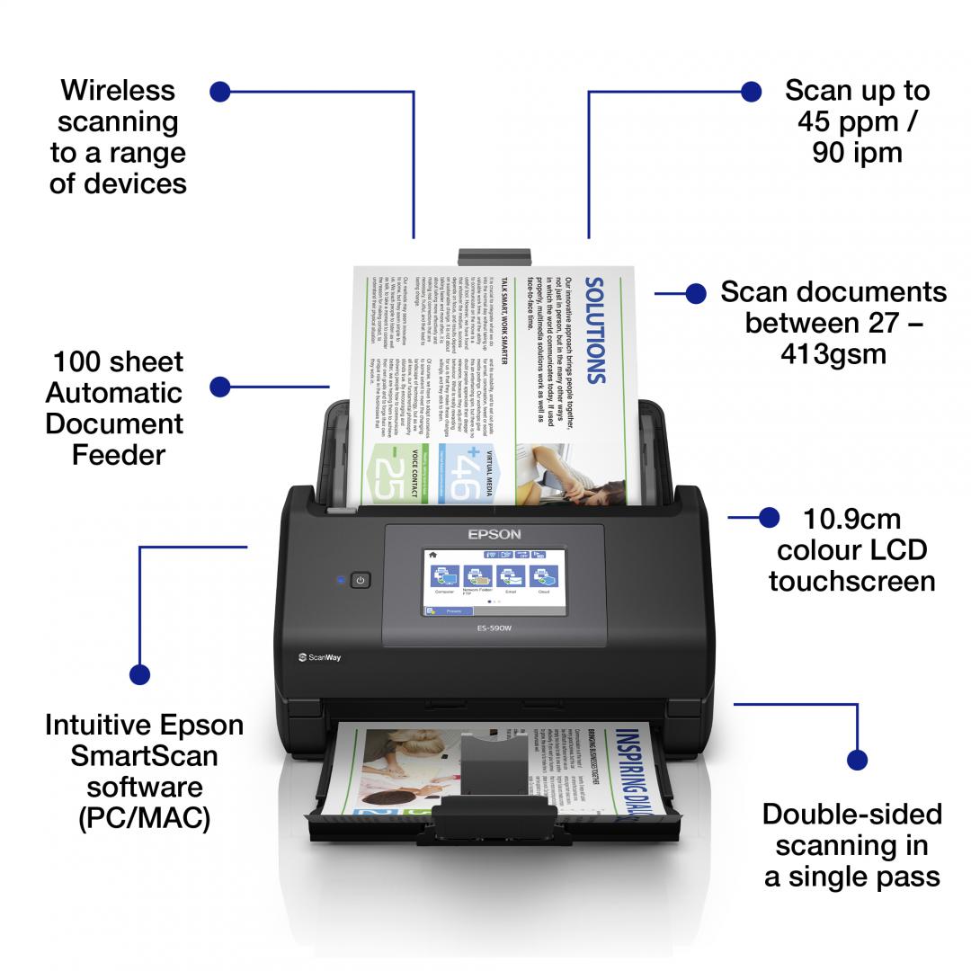EPSON WORKFORCE ES-590W A4 SCANNER, Format A4, Scanner CIS, Sursa - imagine 4