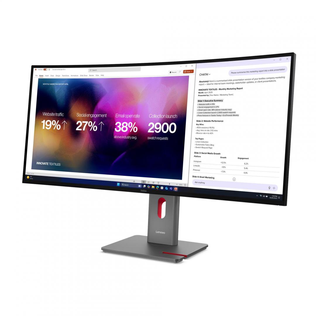 Monitor LenovoThinkVision P40WD-40 Monitor; 39.7"IPS, WUHD (5120x2160), 21:9, Brightness: - imagine 2